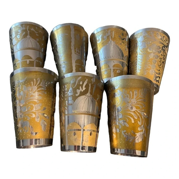 Vintage etched coffee pot with cups - Picture 3 of 12